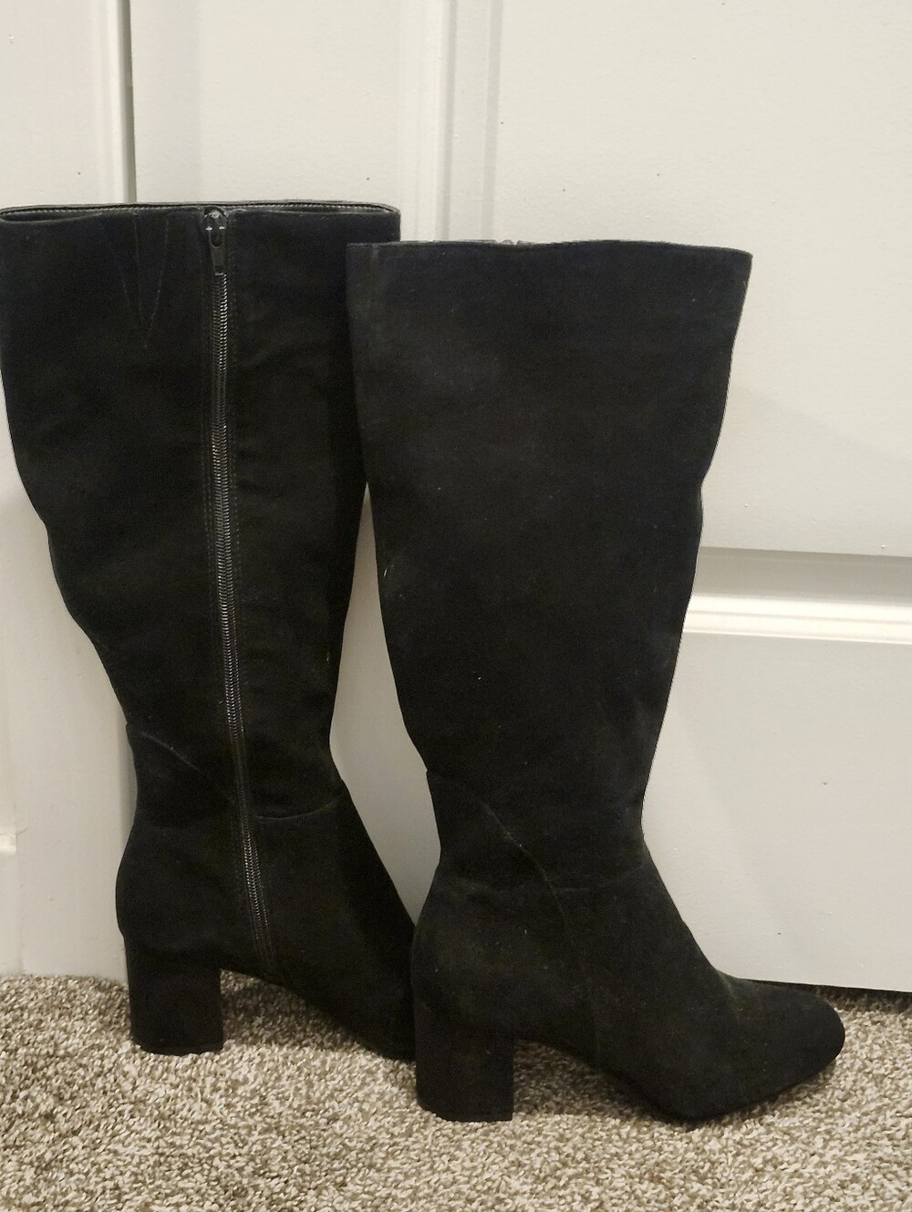 INC INTERNATIONAL Classic Black Suede Knee-High Block Heel Boots